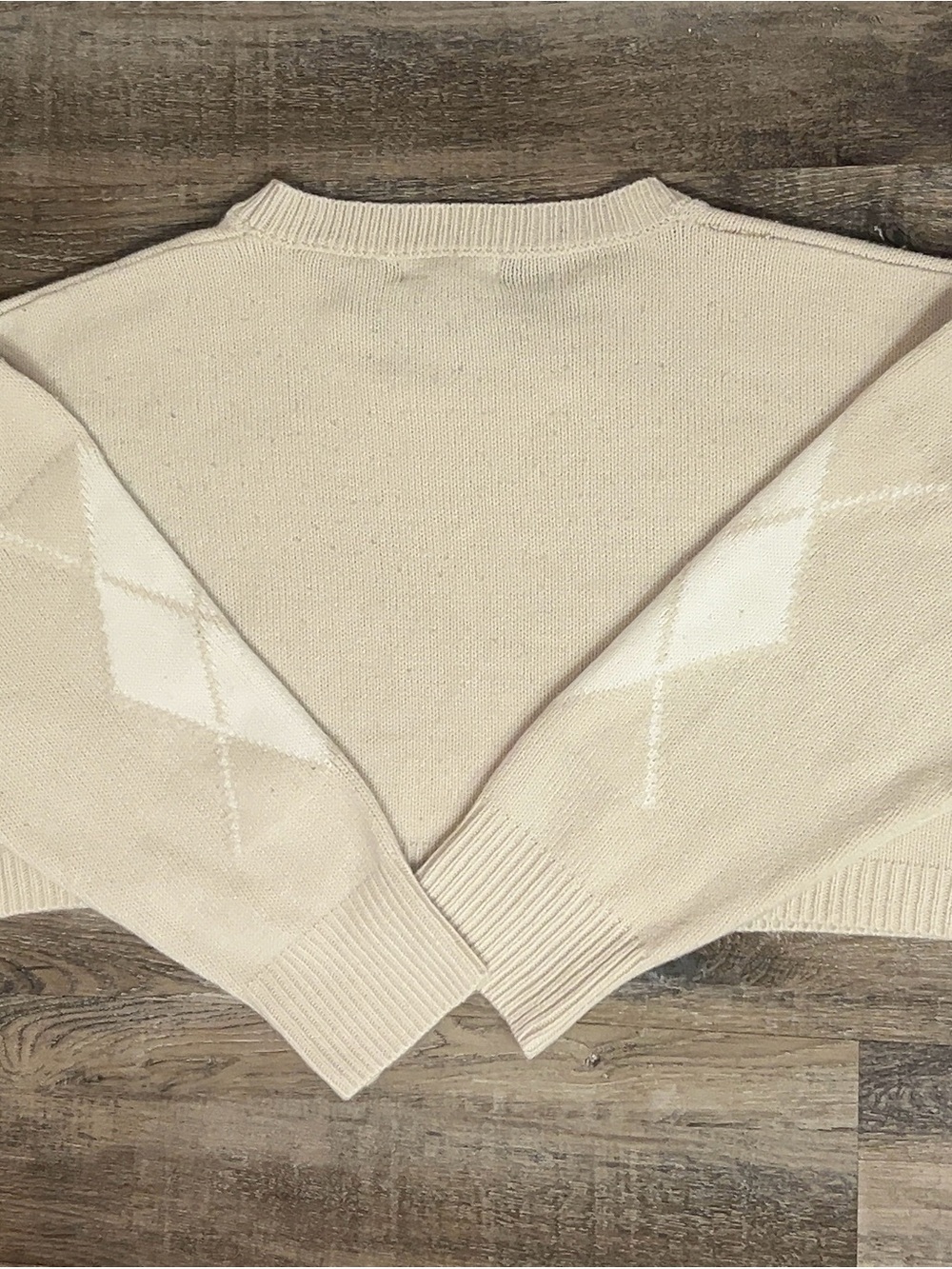 Streetwear Society Cream Argyle Pullover Sweater